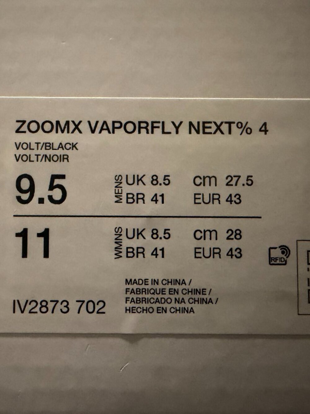 Nike ZoomX Vaporfly NEXT% 4 - Volt/Black - Mens US 9.5